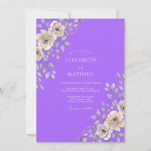 Violette Rosenhochzeit Einladung