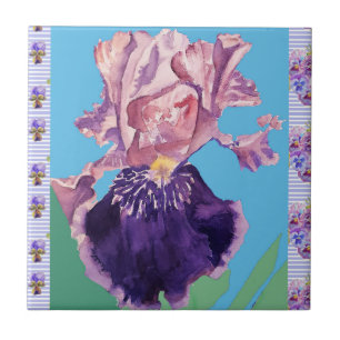 Violette Schwertlilien-Blumen Aquarell-Iris Kerami Fliese