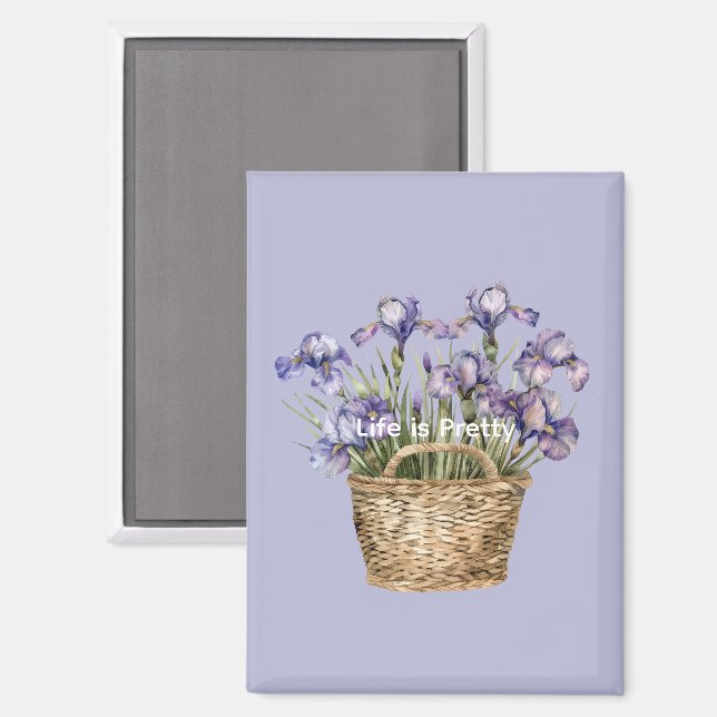 Violette Schwertlilienblüten Magnet (Vorderseite/Rückseite)