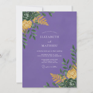 Violette Sukkulenten-Eukalyptus-Hochzeit Einladung