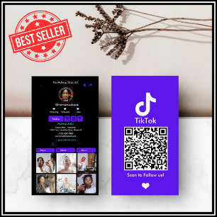 Violette TikTok Social Media QR-Code Visitenkarte