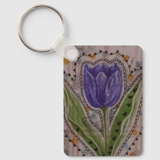 Violette Tulpe Schlüsselanhänger