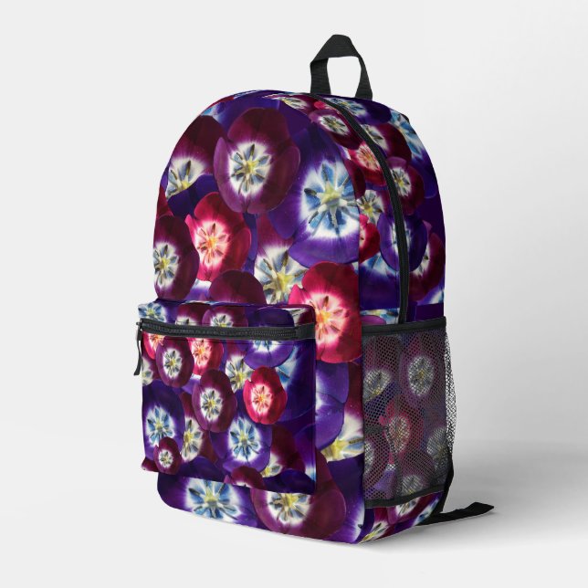 Violette Tulpen-Geschenkbox Bedruckter Rucksack (Rückseitige Ecke Rechts)