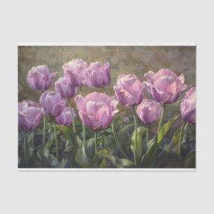 Violette Tulpen Malerei Botanischer Decoupage Seidenpapier