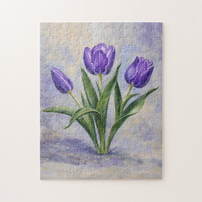 Violette Tulpen-Puzzle Puzzle (Vertikal)