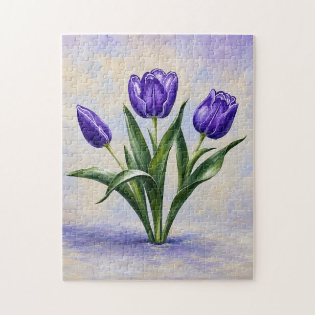 Violette Tulpen-Puzzle Puzzle (Vertikal)
