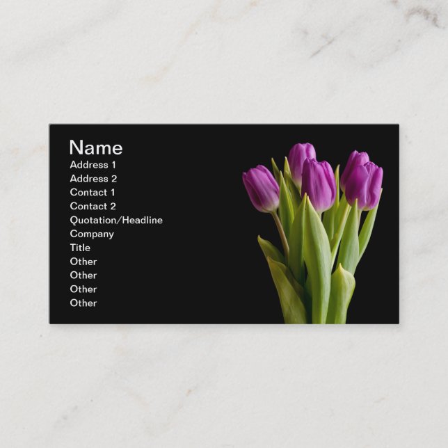 Violette Tulpen Visitenkarte (Vorderseite)