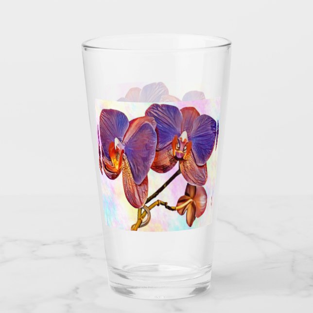 Violette und Bernstein-Orchidee Glas (Vorderseite)