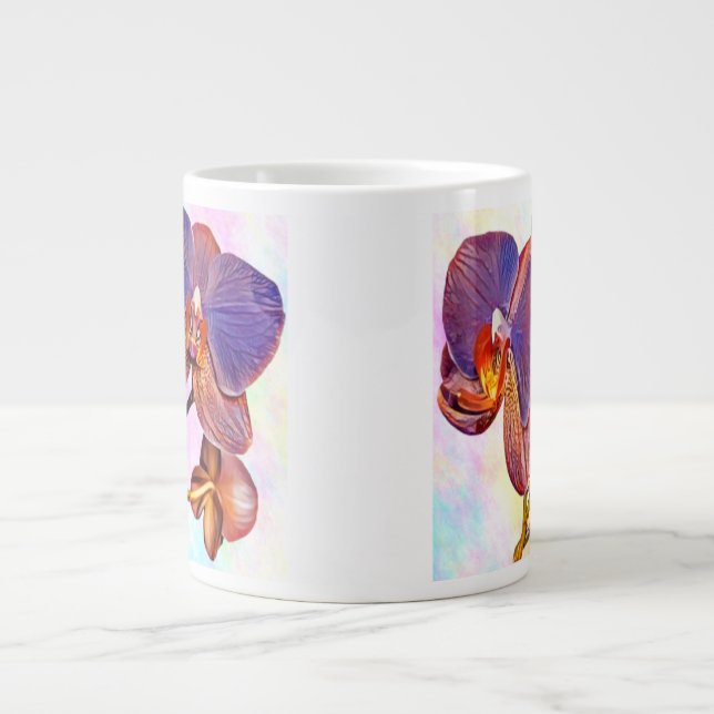 Violette und bernsteinfarbene Orchidee Jumbo-Tasse (Vorderseite)