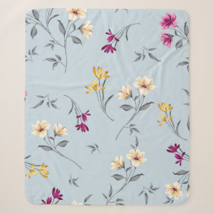 violette und cremefarbene kleine Blumen Blätter Bü Sherpadecke