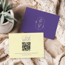 Violette und gelbe minimalistische Hochzeits-QR-Co