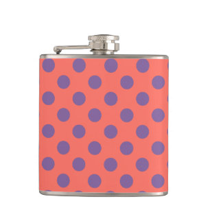 Violette und lebendige Korallen-Polka-Tüpfel Flachmann