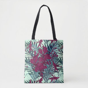 Violette und Navy-Tropenblumen-Tasche