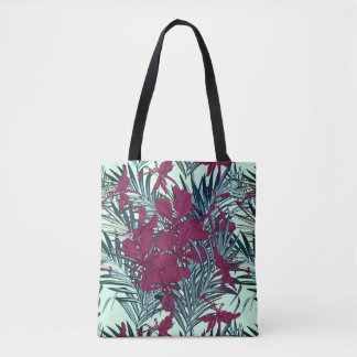 Violette und Navy-Tropenblumen-Tasche