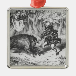 Violette und Ourson Silbernes Ornament