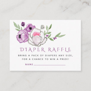 Violette und Salbei-Blumen-Baby-Party-Windel-Raffl Begleitkarte