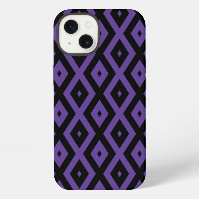 Violette und schwarze Diamant-Muster Case-Mate iPh iPhone Hülle (Rückseite)