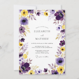 Violette üppige Frühlingshochzeit Einladung