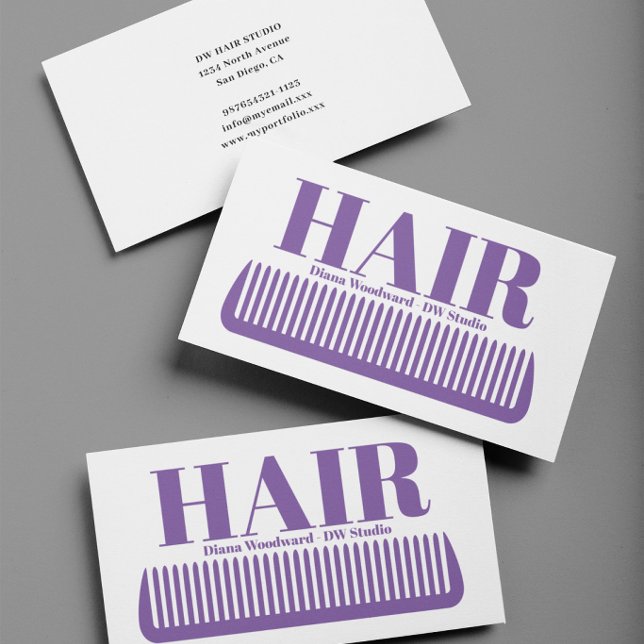 Violette Visitenkarte für Friseure (Von Creator hochgeladen)