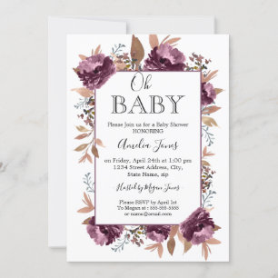Violette Wasserfarben-Baby-Shower-Einladung Einladung