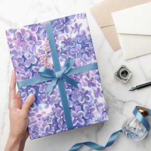 Violette Watercolorflieder-Blumen Geschenkpapier