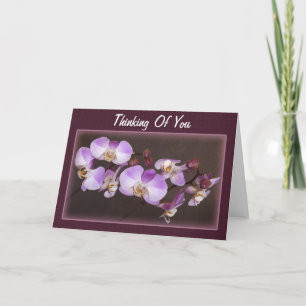 Violette Weiße Orchideen-Foto-Denk-an-Dich-Vorlage Karte