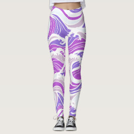Violette Wellenmuster Leggings