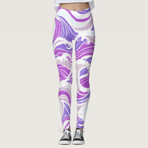 Violette Wellenmuster Leggings