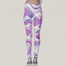 Violette Wellenmuster Leggings