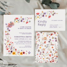 Violette Wildblumen-Brautjungfernparty-Antwortkart