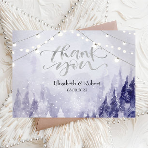 Violette Winterlandschaft Schnee Dankeskarte
