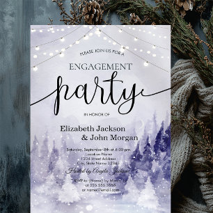 Violette Winterlandschaft Schnee Engagement Einladung
