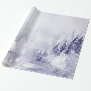 Violette Winterlandschaft Schnee Geschenkpapier