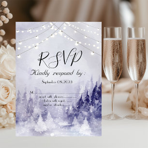 Violette Winterlandschaft Schnee RSVP Einladung