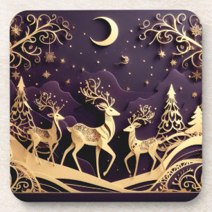 Violette Winterlaune – Mondbeschienene Weihnachtsh Getränkeuntersetzer