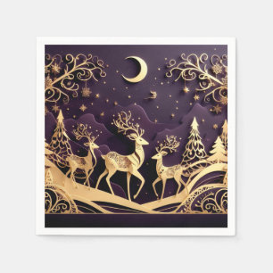 Violette Winterlaune – Mondbeschienene Weihnachtsh Serviette
