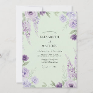 Violette Wisteria-Minz-Hochzeit Einladung