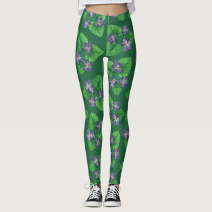 Violetten auf Smaragdgrün Leggings