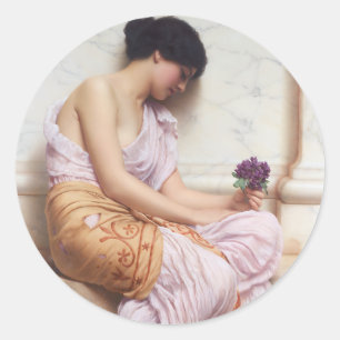 Violetten, Sweet Violets, John William Godward Runder Aufkleber