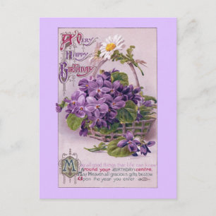 Violetten Vintager Geburtstag Postkarte