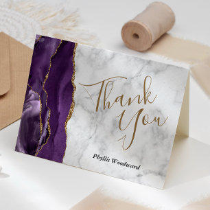 Violetter Achat Gold Grauer Marmor Dankeschön Blan Karte
