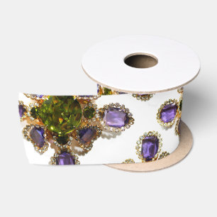 Violetter Amethyst-Diamanten-Smaragd-Schmuck  Satinband