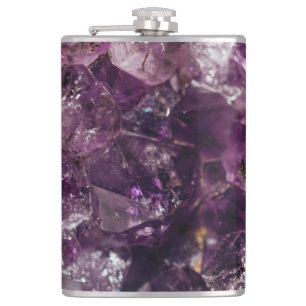 Violetter Amethyst-Kristall-Quarz-Energie-Muster Flachmann