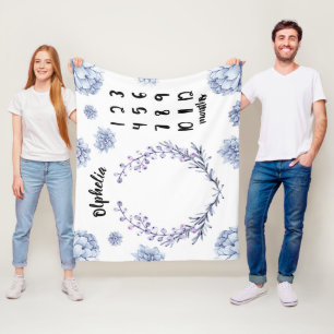 Violetter Blumenbaby-Meilenstein Fleecedecke