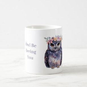 Violetter Eulen-Blumenkranz Kaffeetasse