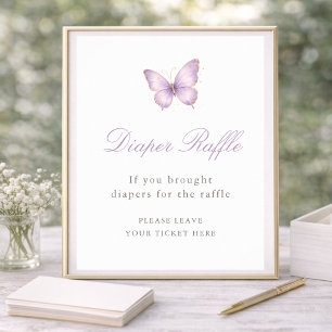 Violetter Gold Schmetterling Baby Shower Windel-Ra Poster