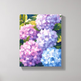 Violetter Hortensienbusch | Florale Aquarellmalere Leinwanddruck
