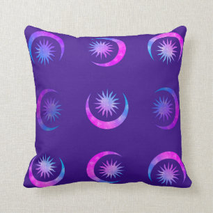 Violetter Indigo Lila Mond & Sonne Zen-Schlafzimme Kissen