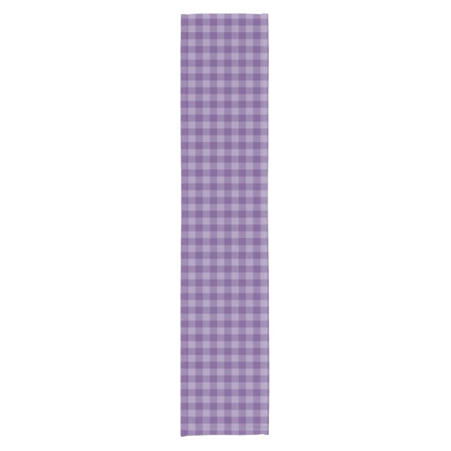 Violetter karierter Hintergrund Kurzer Tischläufer (Vorderseite)