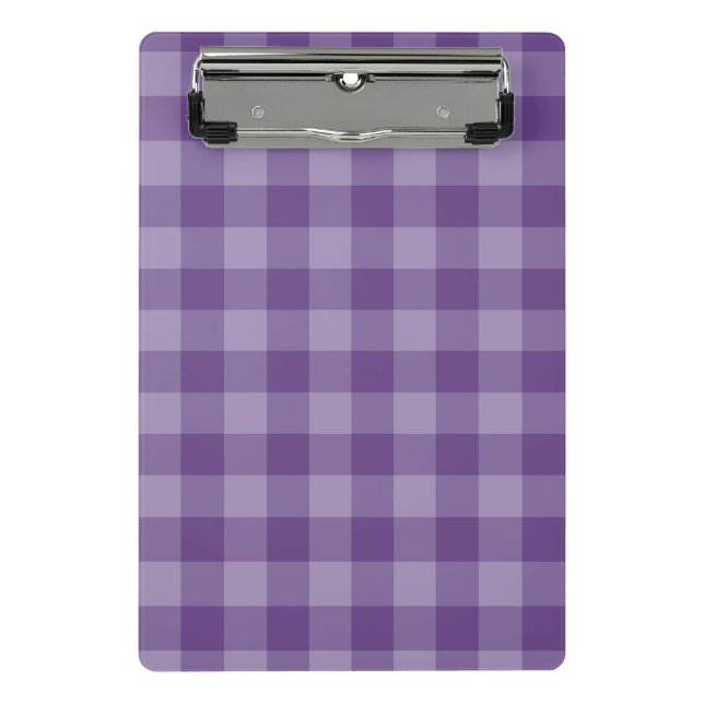 Violetter karierter Hintergrund Mini Klemmbrett (Vorderseite)
